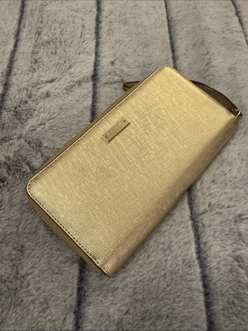 Kate Spade New York Saffiano leather Metallic Gold Wristlet